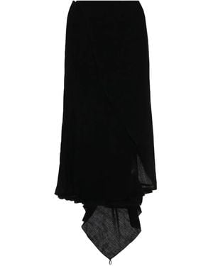 Yehuafan Asymmetric-Hem Skirt - Black