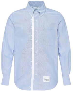 Thom Browne Camisa Recta De Manga Larga Con Botones - Azul