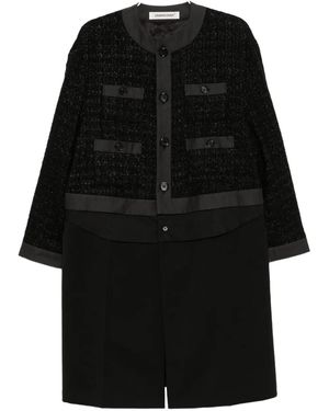 Undercover Abrigo de mezcla de lana y tweed - Negro