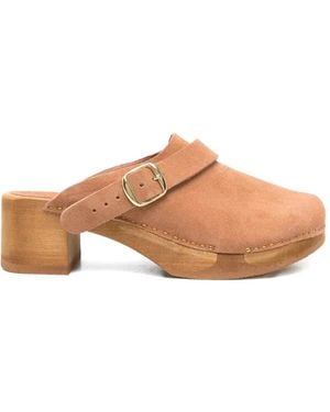 Bosabo Annaé Buckle Suede Clogs - Pink