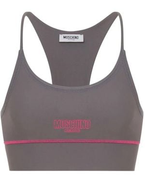 Moschino Logo-Print Bra - Grey