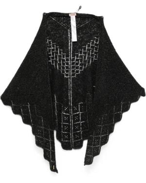 Twinset Geometric-Knit Scalloped Scarf - Black