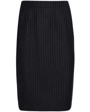 Saint Laurent Seidenrock mit Nadelstreifen - Schwarz