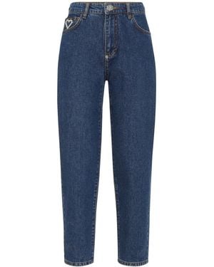 Philipp Plein Heart Crystal-Embellished Tapered Jeans - Blue