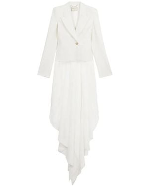 Blumarine Single-Breasted Asymmetric-Hem Blazer - White