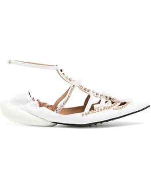 13 09 SR Tootsy Croco Leather Ballerina Flats - White