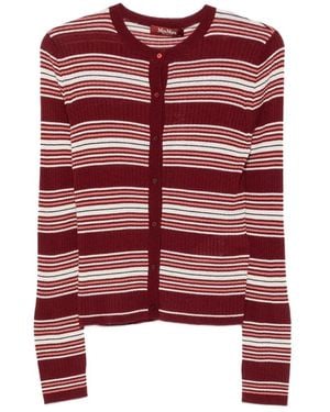 Max Mara Cárdigan Piombo De Canalé A Rayas - Rojo