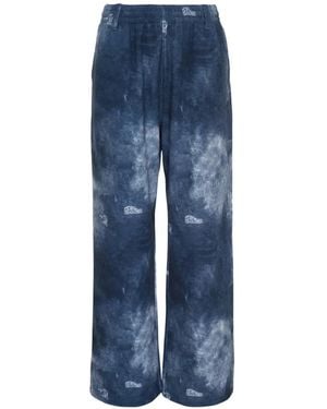 we11done Faded-Effect Distressed Trousers - Blue