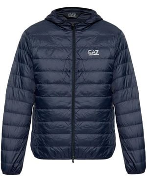 EA7 Logo-Print Padded Jacket - Blue