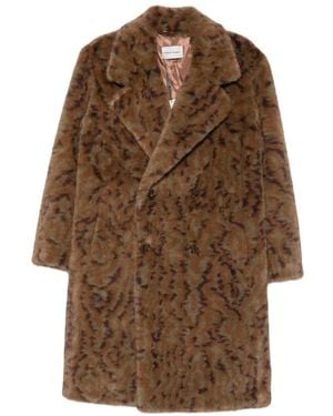 Drole de Monsieur Abstract-Pattern Double-Breasted Coat - Brown