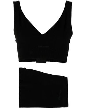 RED Valentino Knitted Crop Top And Shorts Set - Black