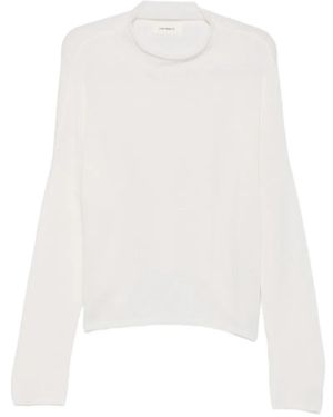 Lisa Yang High-Neck Drop-Shoulder Jumper - White
