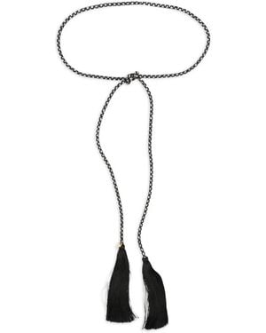 forte_forte Crystal-Embellished Braided Belt - White