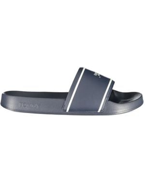 Tommy Hilfiger Logo-Print Striped Slides - White