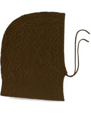 Bompard Suzie Cable-Knit Cashmere Hood - Green