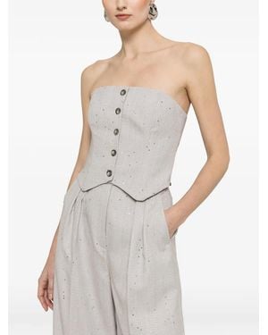 Nissa Sequin detail corset top - Weiß