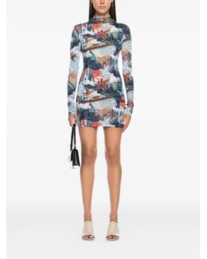 Off-White c/o Virgil Abloh Langärmeliges World Paint Minikleid - Blau
