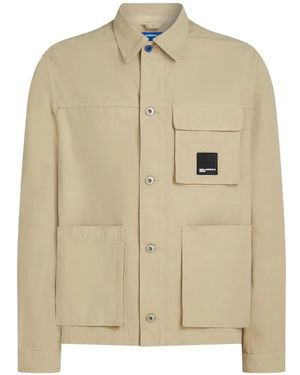 KARL LAGERFELD Boxy Cropped Jacket With Classic Collar - Natural