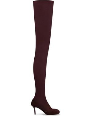 Courreges Square-Toe Mesh Over-The-Knee Boots - Purple