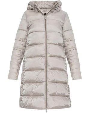 Save The Duck Logo-Patch Padded Coat - Grey