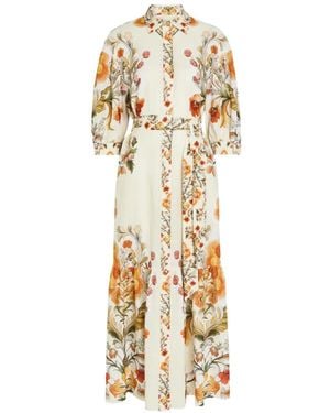 Borgo De Nor Bianca Floral-Print Belted Maxi Dress - Metallic