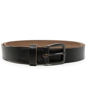 Yohji Yamamoto Logo-Debossed Leather Belt - Black
