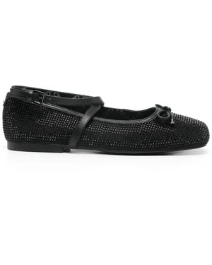 MICHAEL Michael Kors Rhinestone-Embellished Bow Ballerina Flats - Black