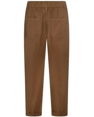 Brunello Cucinelli Elasticated-Waistband Pleated Pants - Brown