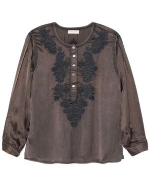 MAISON HOTEL Clotilde Embroidered Top - Grey