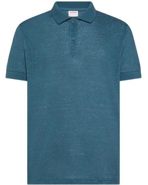 Sun 68 Polo De Lino De Manga Corta - Azul