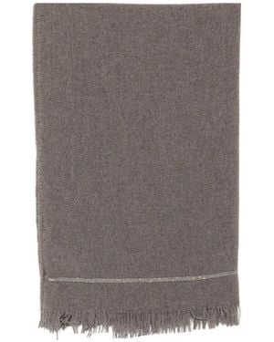 Fabiana Filippi Monili-Trim Frayed Scarf - Grey