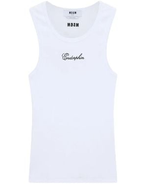 MSGM Ribbed Tank Top - White