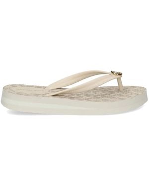 MICHAEL Michael Kors Posie Logo Charm Flip Flops - White