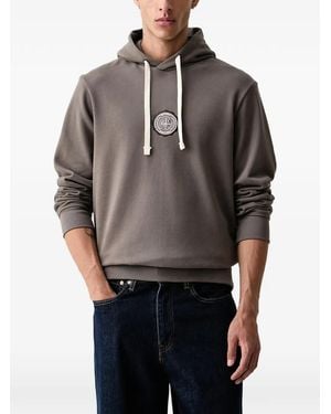 ARMANI EXCHANGE Logo-Patch Drawstring Hoodie - Gray