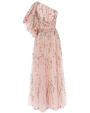 Rami Al Ali Beaded One-Shoulder Gown Maxi Dress - Pink