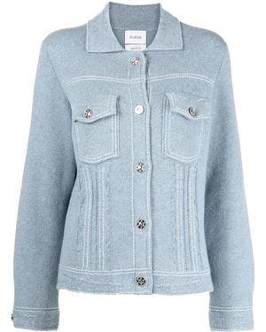 Barrie Contrast-Stitching Denim-Effect Jacket - Blue