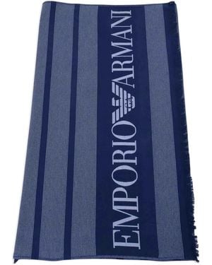 Emporio Armani Badetuch mit Logo - Blau