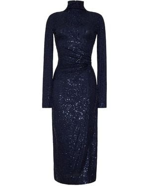 Cara Cara Ryan Sequin High-Neck Midi Dress - Blue