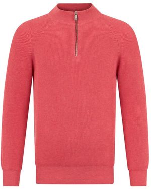 Moorer Basoli Zip Long-Sleeve Jumper - Red
