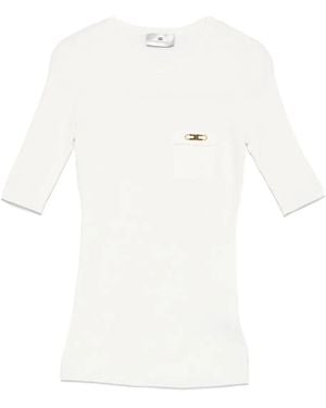 Elisabetta Franchi Half-Sleeve T-Shirt - White