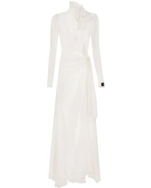 Dolce & Gabbana Sheer Silk Maxi Dress - White