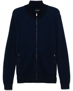 BOSS Waffle-Knit Cardigan - Blue