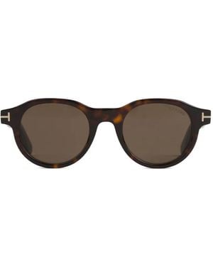 Tom Ford Tortoiseshell-Effect Round-Frame Sunglasses - Grey