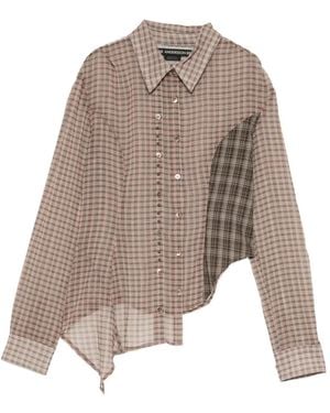 ANDERSSON BELL Check-Pattern Asymmetric Shirt - Natural