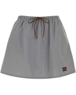 Miu Miu Panama Drawstring Mini Skirt - Grey