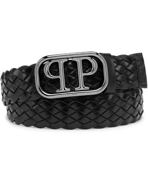 Philipp Plein Ceinture En Cuir À Boucle Logo - Noir