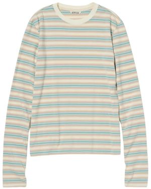 AURALEE Striped T-Shirt - White