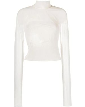 Eckhaus Latta Haut En Résille À Col Montant - Blanc