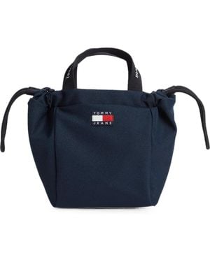 Tommy Hilfiger Logo-Patch Drawstring Shoulder Bag - Blue