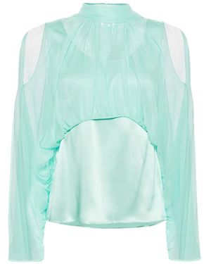 Alberta Ferretti Open Shoulder High Neck Blouse - Green